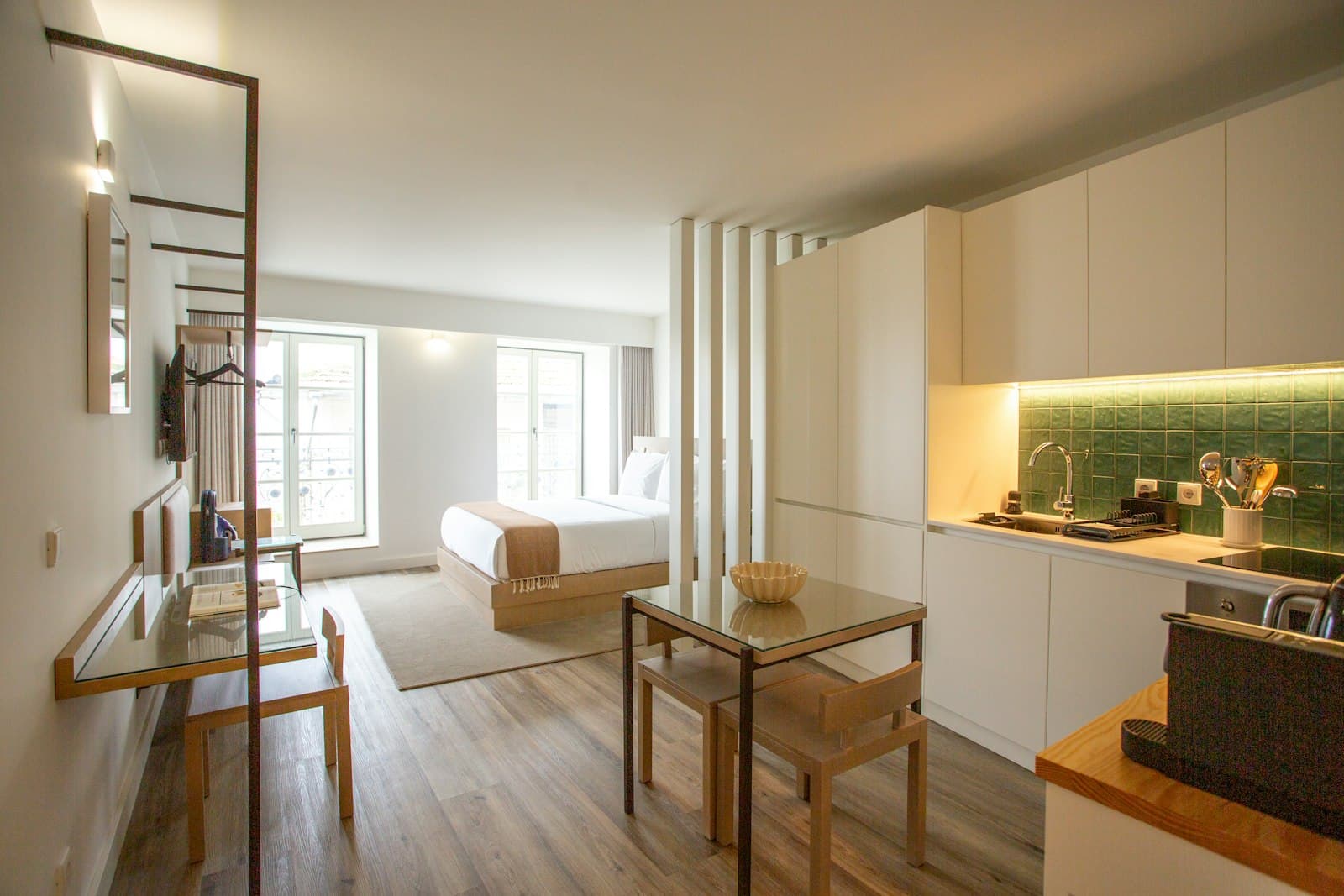 Studio apartment with moving boxes for a small NYC move